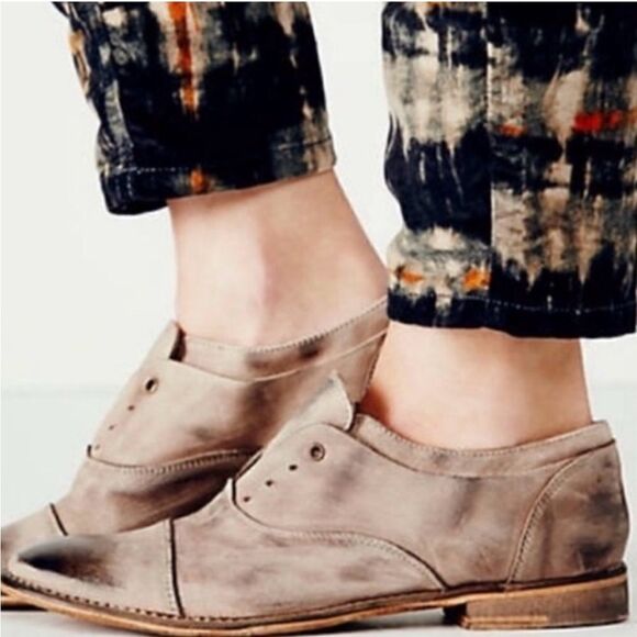 Free People Rogue Darby Brown Leather Oxfords Size 37 - Picture 1 of 11